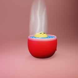 a chicken in a taking a nice bath in a cup